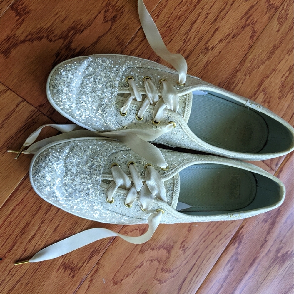 Kate Spade - White Glitter Keds